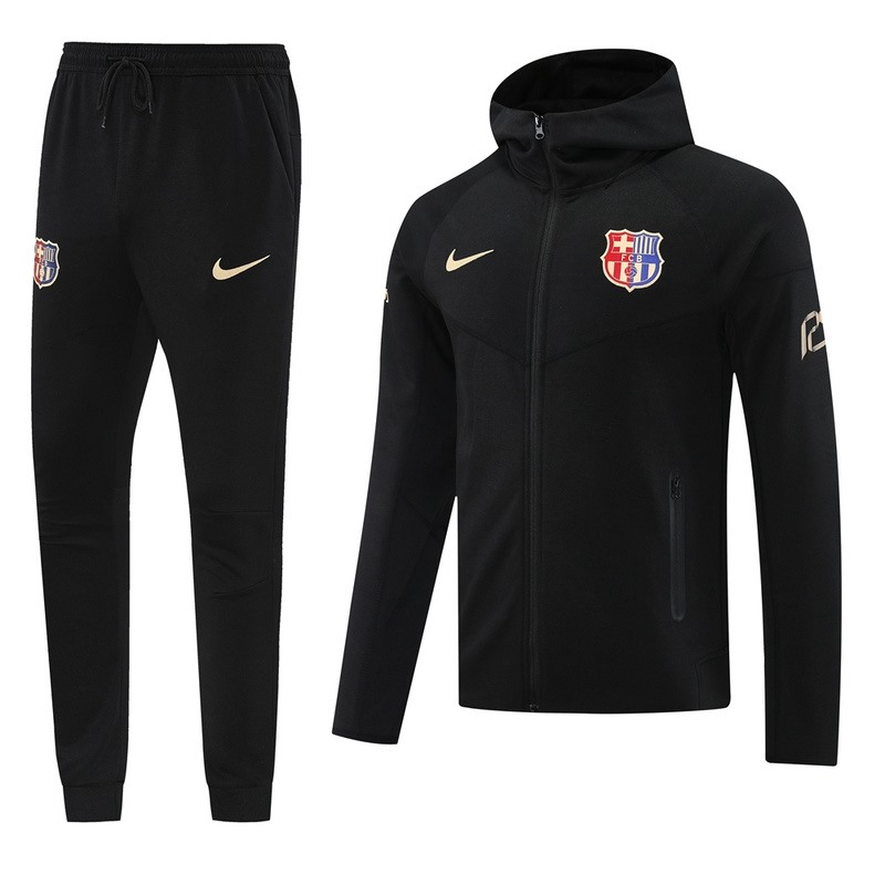 2024 Barcelona Black Hoodie Jacket Kit Set Football Team Shirt Sports Fashion