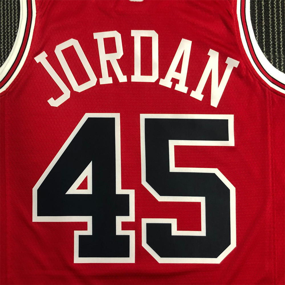 NBA Chicago Bulls Round Neck Red 75th anniversaryJersey JORDAN#45 S-XXL