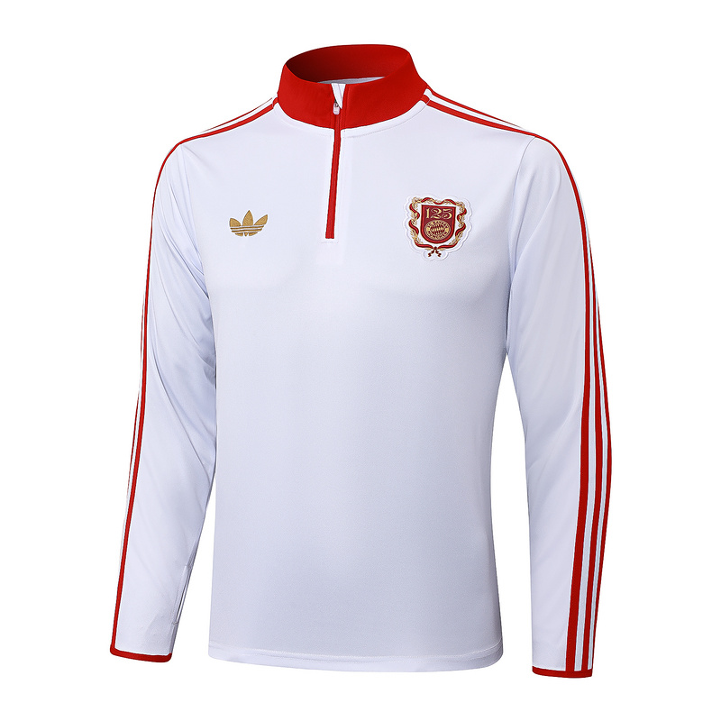 202526 Bayern Munich White Long-sleeved half-pull training kit Football team kit