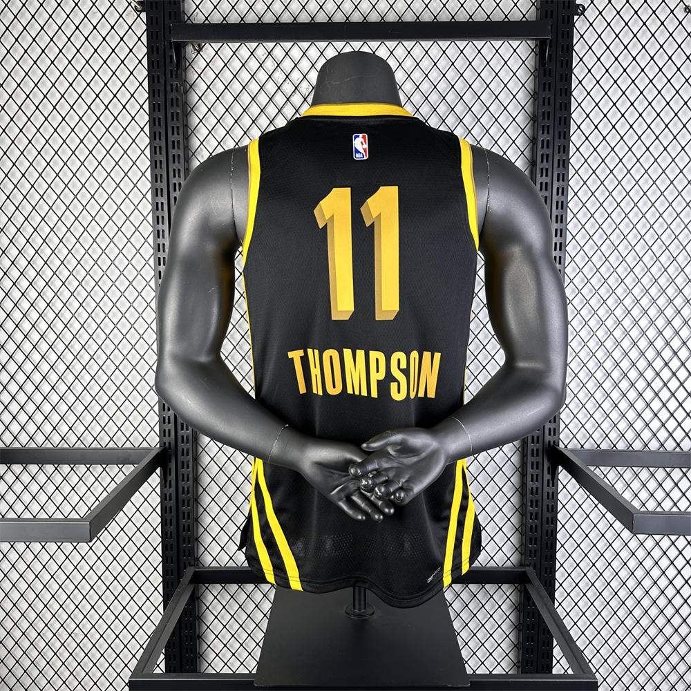 NBA Golden State Warriors 2024 V-Neck City Edition Black Jersey THOMPSON#11 S-XXL