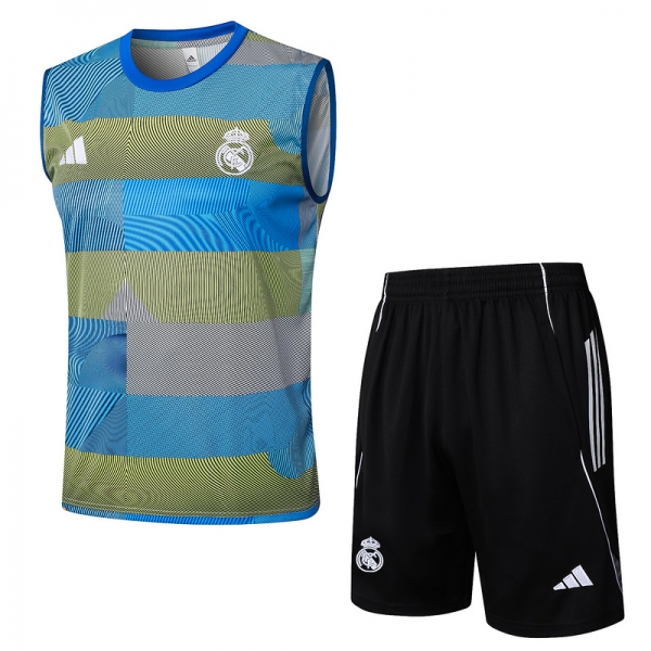 2025/26 Real Madrid blue-green Training Set Shirt and Shorts