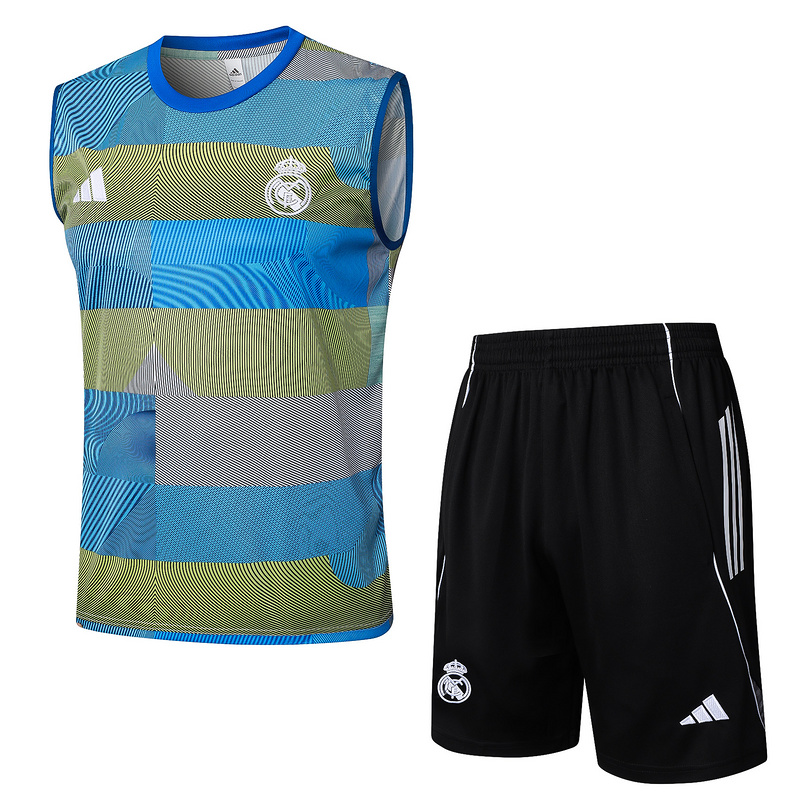 2025/26 Real Madrid blue-green Training Set Shirt and Shorts