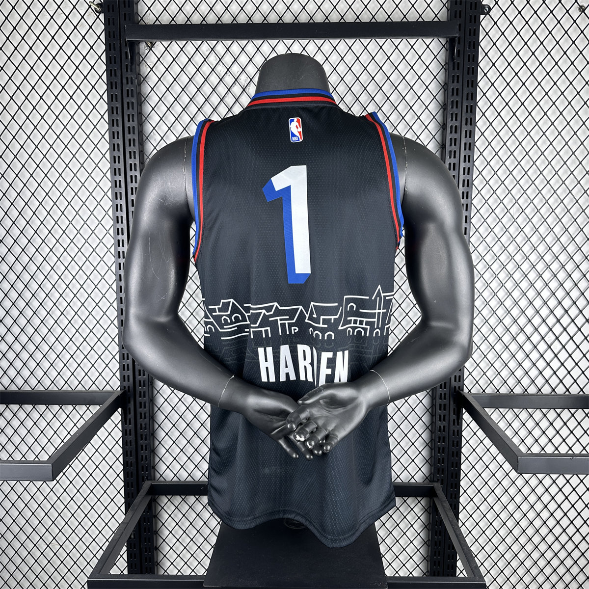 NBA Philadelphia 76ers 2021 V-Neck City Edition Black Jersey HARDEN#1 S-XXL