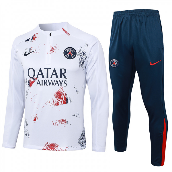 24/25 Parise White Long-sleeved half-pull training kit Football team kit
