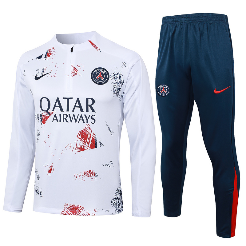 24/25 Parise White Long-sleeved half-pull training kit Football team kit