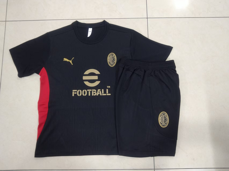 24/25 AC Milan Black Training Set Shirt and Shorts