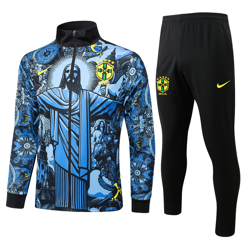 2024/25 Brazil Grayish blue Jacket Training Suit Set Football Team Shirt Sports Fashion