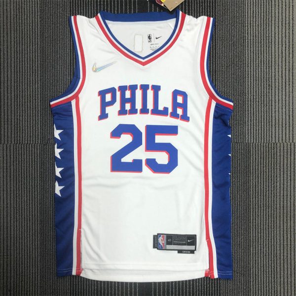 NBA Philadelphia 76ers Round Neck Black 75th Anniversary Jersey SIMMONS#25 S-XXL