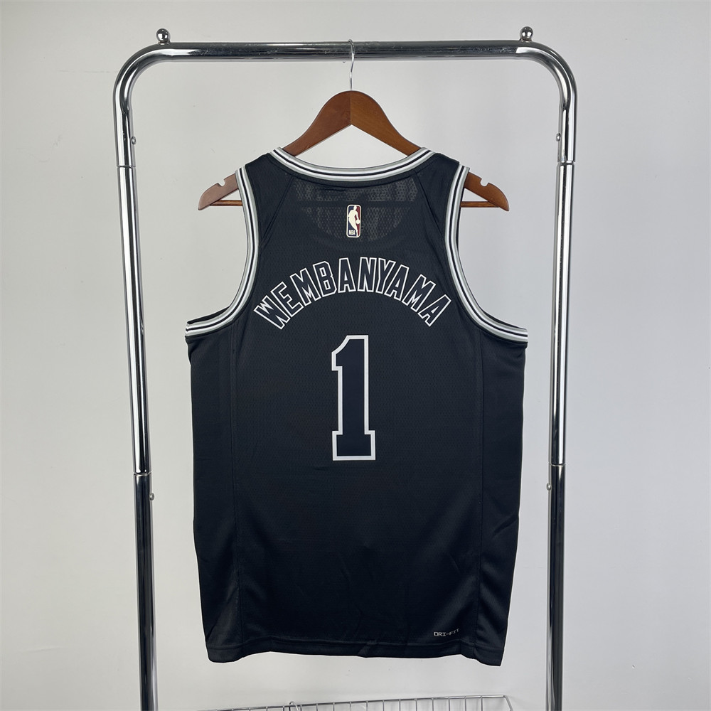 NBA San Antonio Spurs Round Neck Black jersey WEMBANYAMA#1 S-XXL