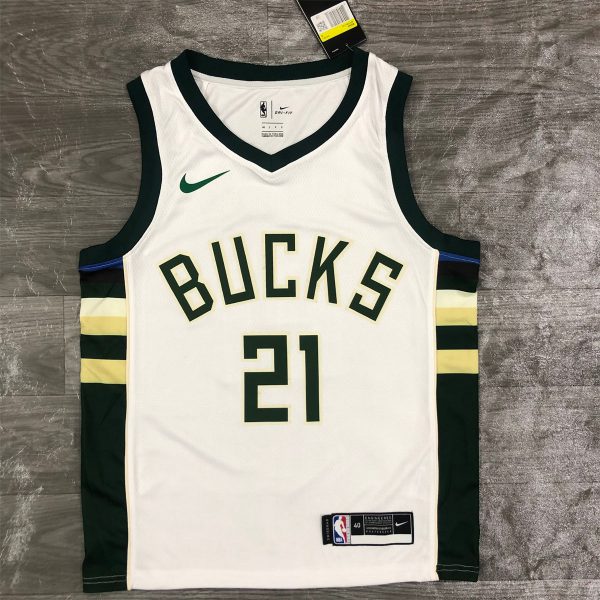 NBA Milwaukee Bucks V-Neck White jersey HOLIDAY#21 S-XXL