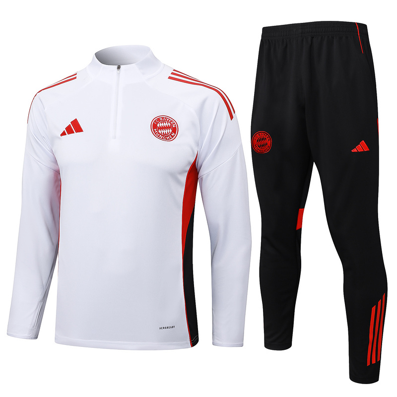 202526 Bayern Munich White Long-sleeved half-pull training kit Football team kit