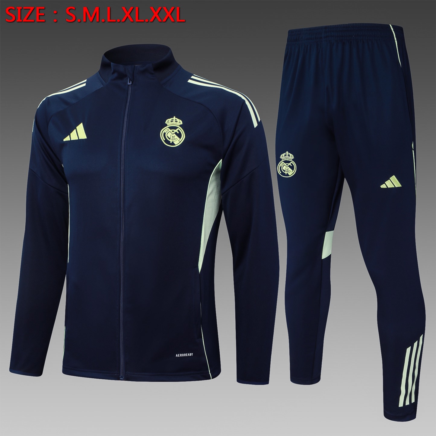2025/26 Real Madrid cyan Jacket Training Suit Set Football Team Shirt Sports Fashion