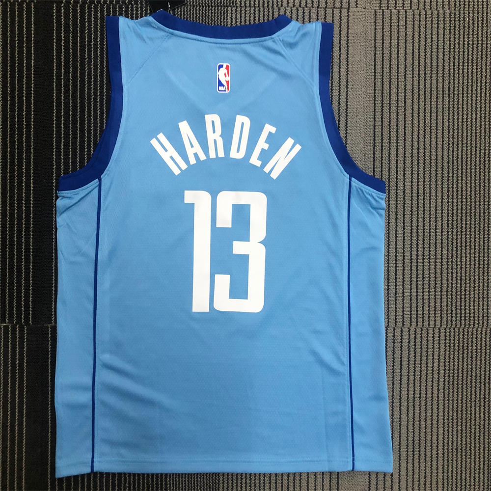 NBA Houston Rockets V-Neck Light Blue Jersey HARDEN#13 S-XXL