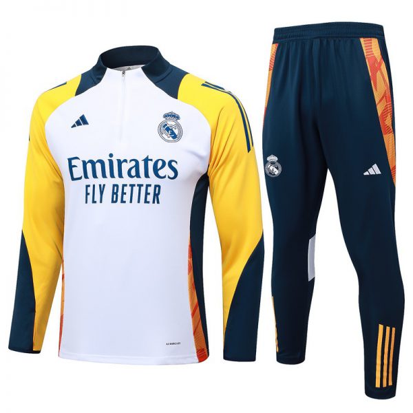 24/25 Real Madrid White Long-sleeved half-pull training kit Football team kit