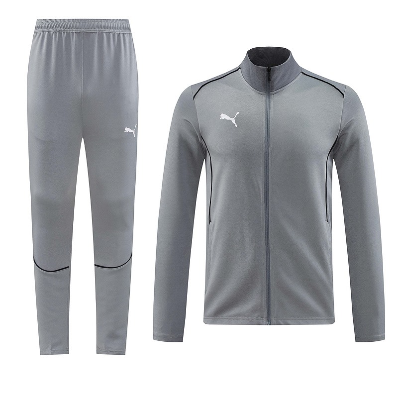 2024 Puma Grey Jacket Training Suit Set Football Team Shirt Sports Fashion
