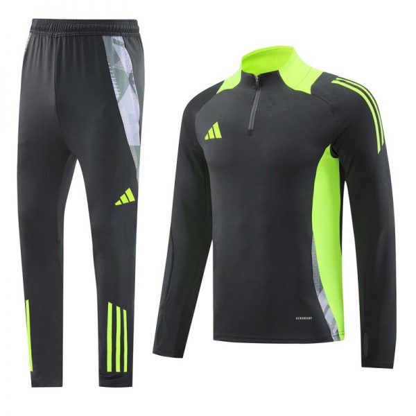 2024 Adidas dark grey Long-sleeved half-pull training kit Football team kit