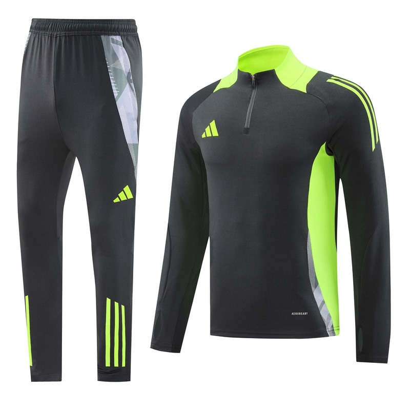 2024 Adidas dark grey Long-sleeved half-pull training kit Football team kit