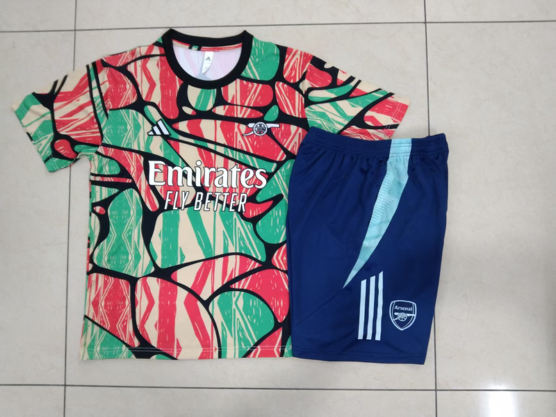 24/25 Arsenal Red Green Training Set Shirt and Shorts