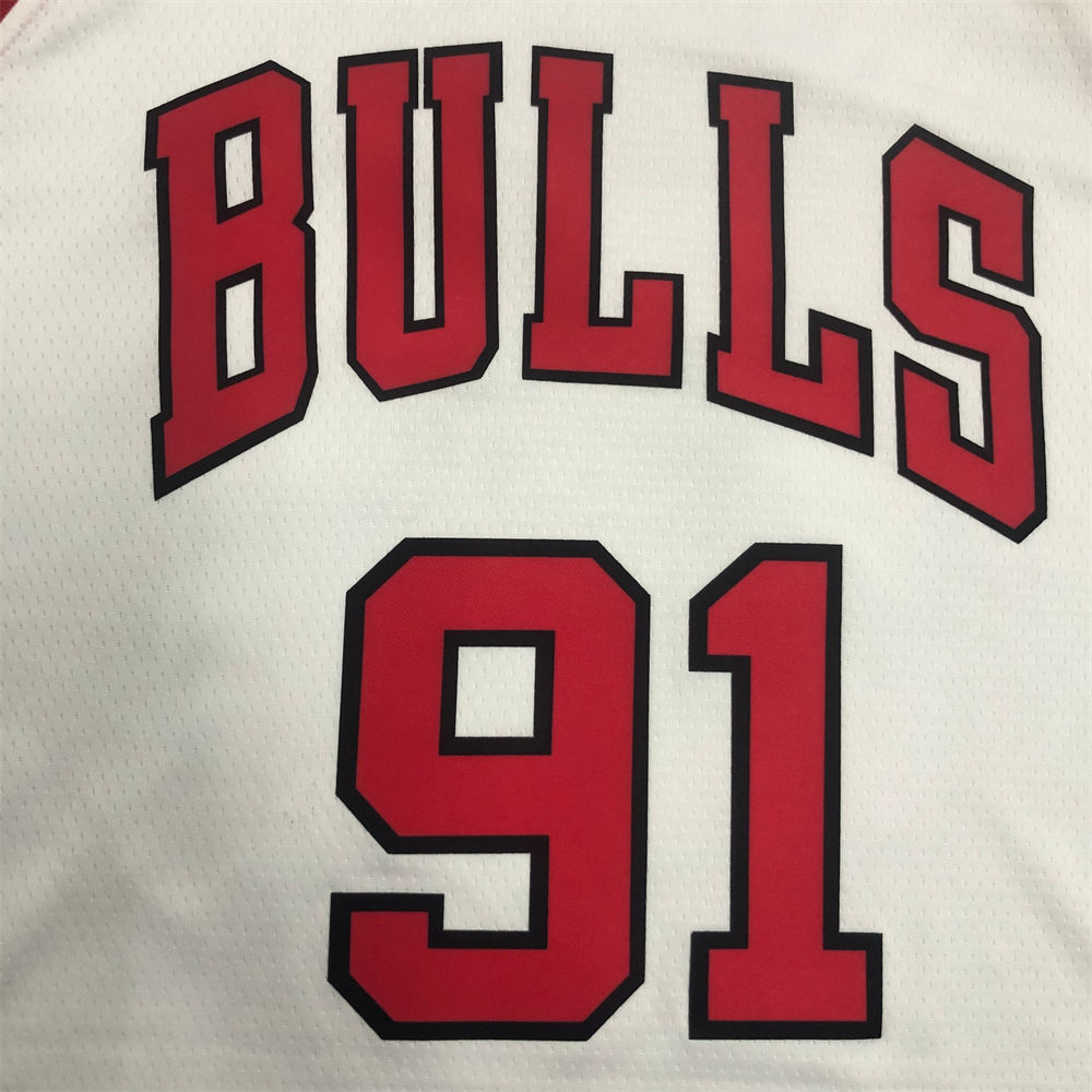 NBA Chicago Bulls Round Neck White Jersey RODMAN#91 S-XXL