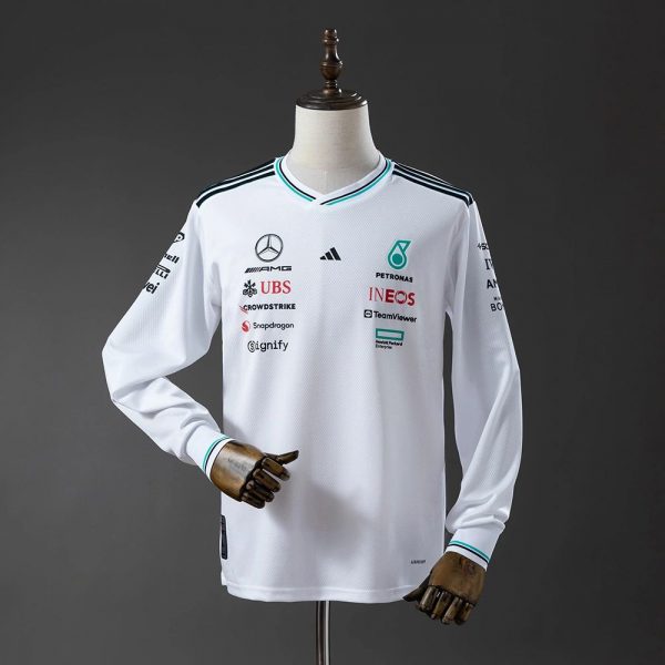 F1 Racing Mercedes-AMG 2025 White Shirt Long sleeve