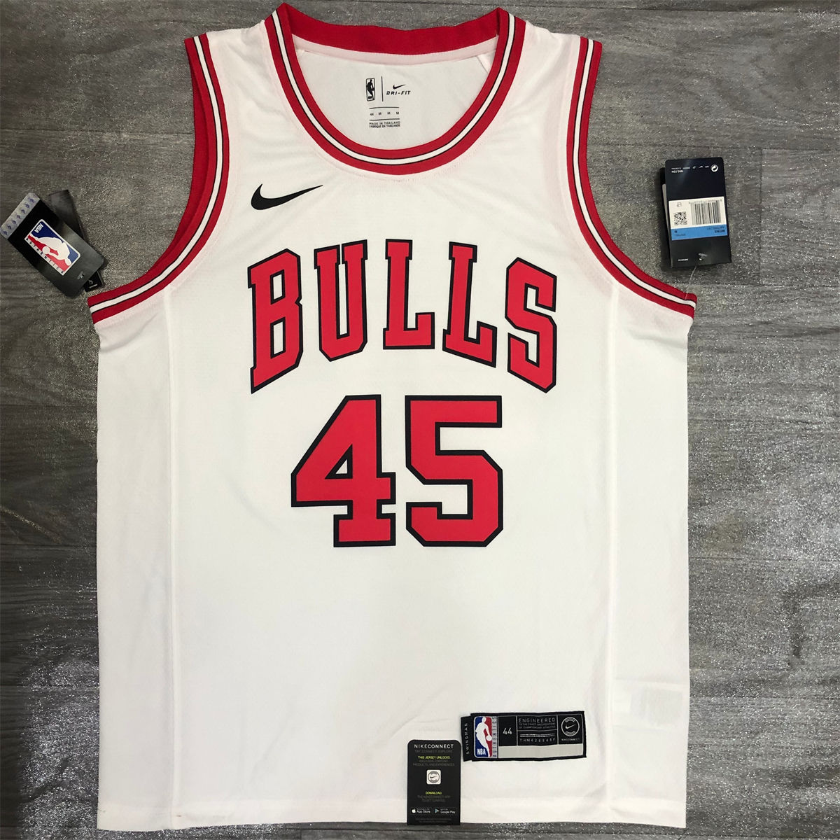 NBA Chicago Bulls Round neck White Jersey JORDAN#45 S-XXL