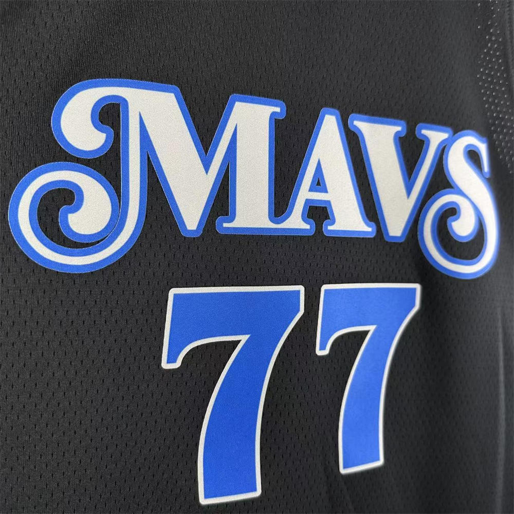 NBA Dallas Mavericks 2024 V-Neck Black Jersey DONCIC#77 S-XXL