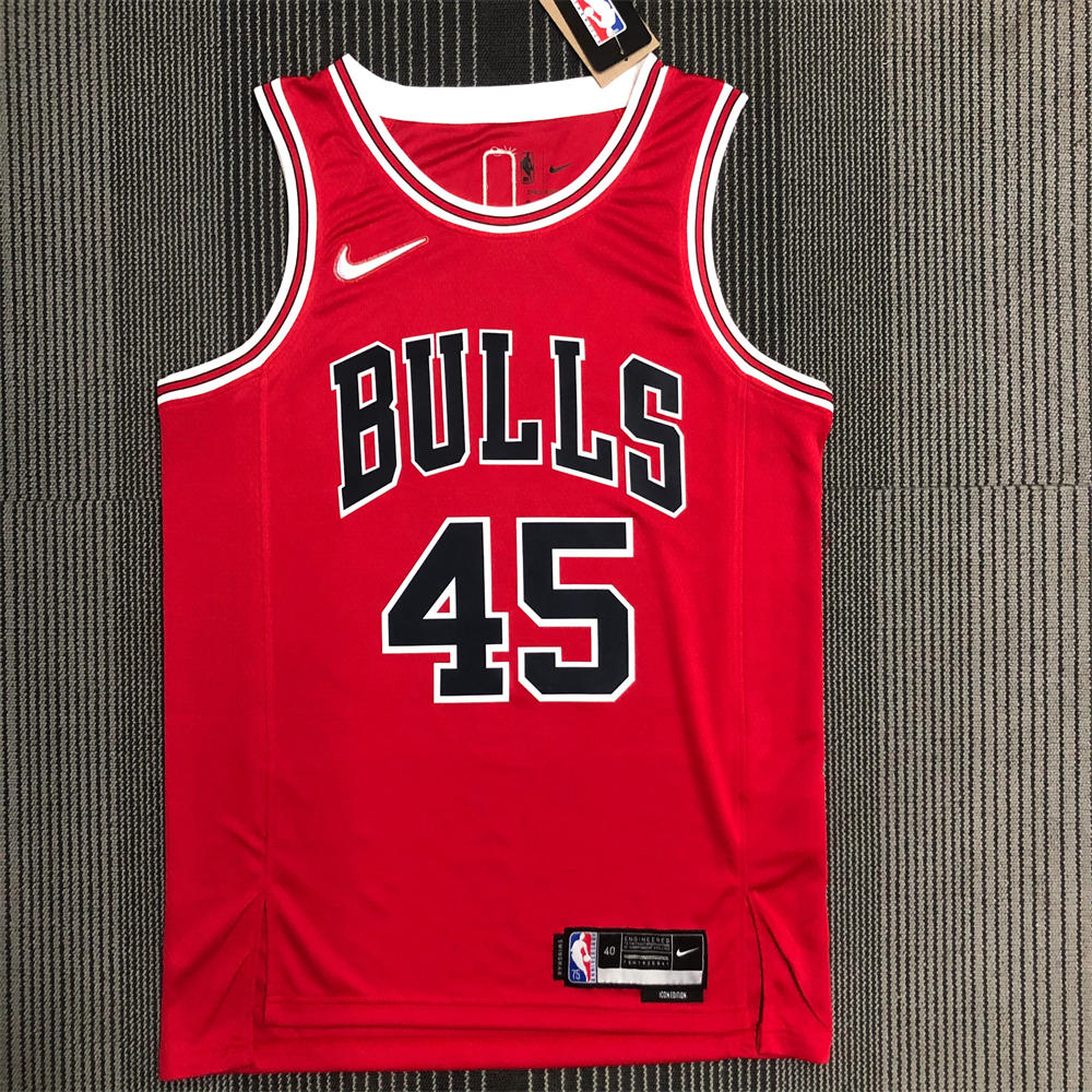 NBA Chicago Bulls Round Neck Red 75th anniversaryJersey JORDAN#45 S-XXL