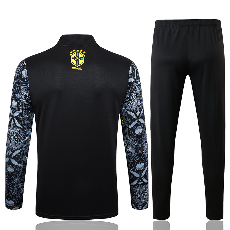 24/25 Brazil Black Long-sleeved half-pull training kit Football team kit