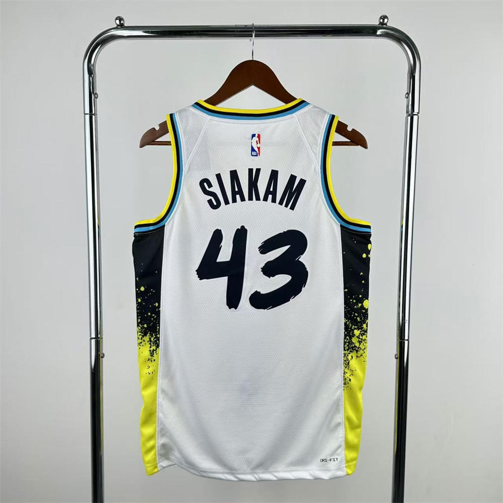 NBA Indiana Pacers 24/25 City Edition V-Neck White Jersey SIAKAM#43 S-XXL