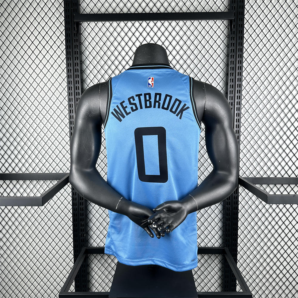 NBA Los Angeles Clippers 24/25 City Edition Round Neck Blue Jersey WESTBROOK#0 S-XXL