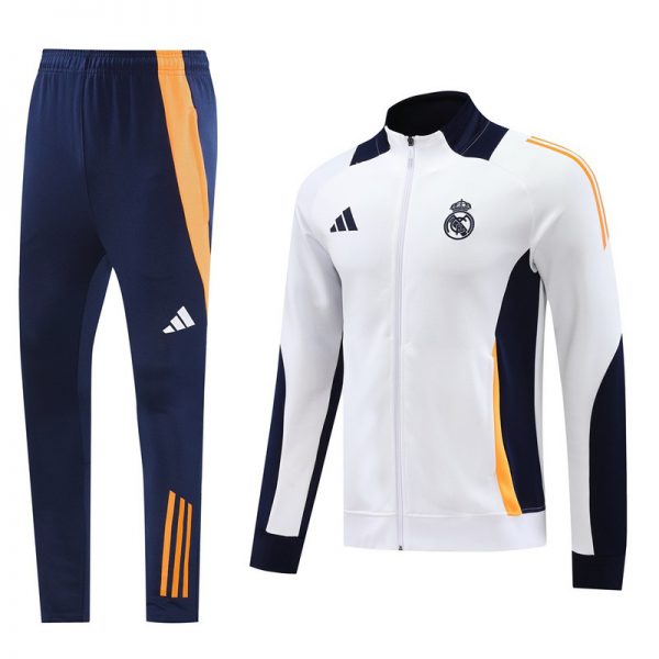 2024 Real Madrid White Jacket Training Suit Set Football Team Shirt Sports Fashion