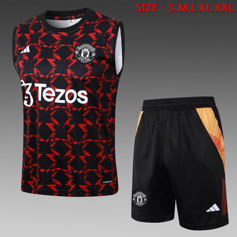 24/25 Manchester United Black red Training Set Shirt and Shorts