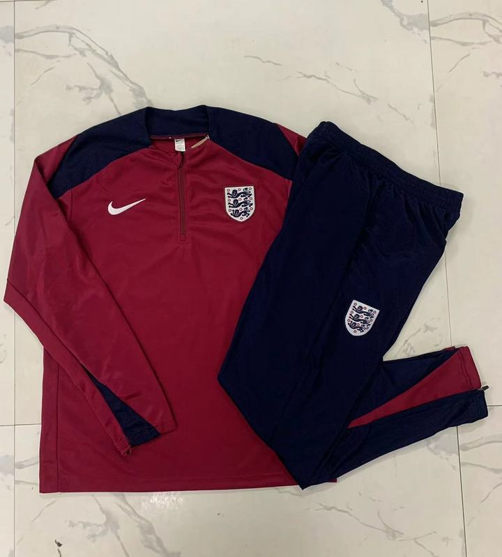 24/25 England Red Long-sleeved half-pull training kit Football team kit