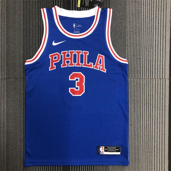 NBA Philadelphia 76ers biue Jersey IVERSON#3 S-XXL