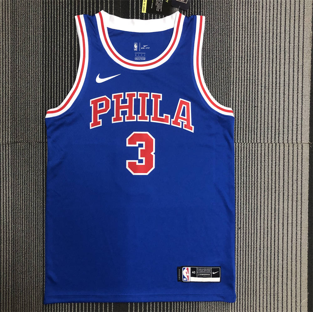NBA Philadelphia 76ers biue Jersey IVERSON#3 S-XXL
