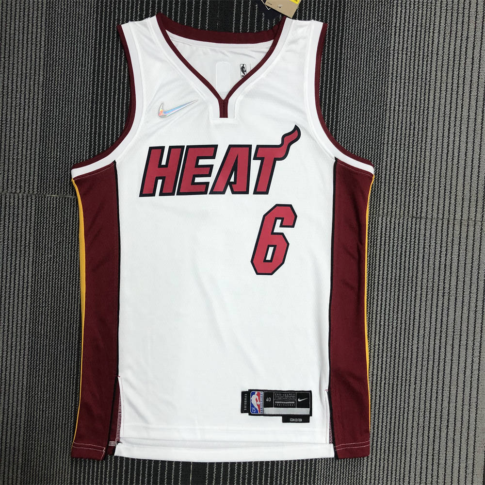 NBA Miami Hearts V-Neck White 75th Anniversary Jersey JAMES#6 S-XXL