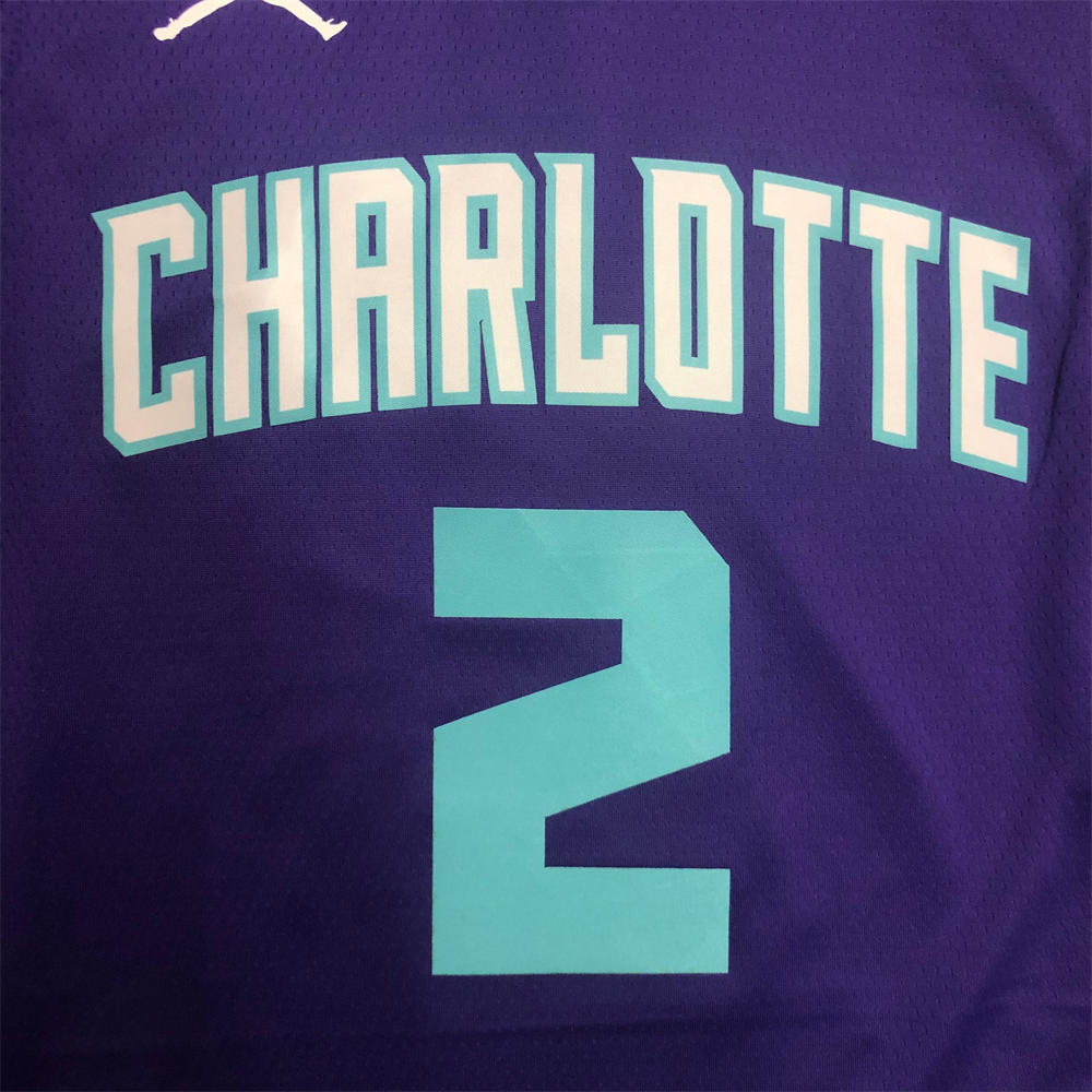 NBA Charlotte Hornets V-Neck Purple Jersey BALL#2 S-XXL