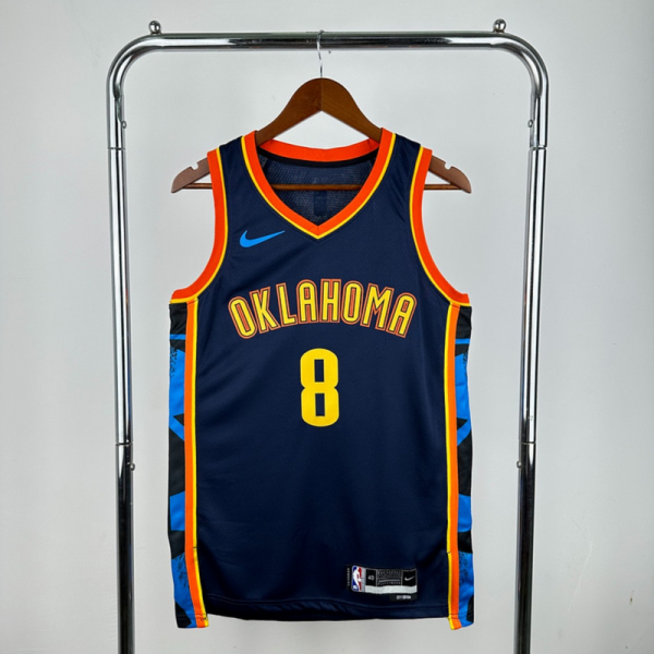 NBA Oklahoma City Thunder 24/25 City Edition V-Neck Black Jersey WILLIAMS#8 S-XXL