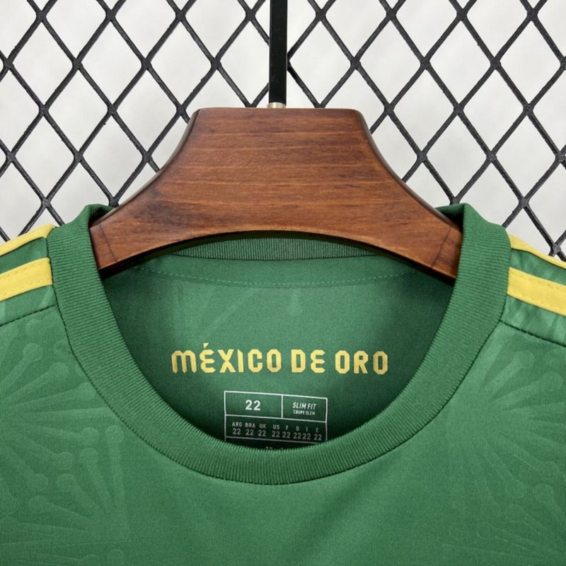 2025/26 Mexico Gold- Green  jersey Kid Kits Size 16-28
