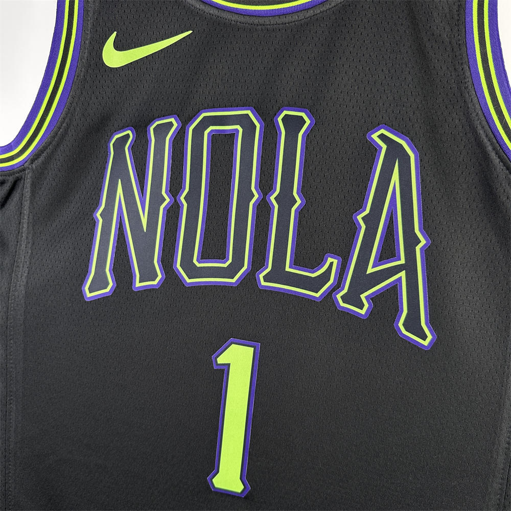 NBA New Orleans Pelicans 2024 City Edition Round Neck Black jersey WILLIAMSON#1 S-XXL