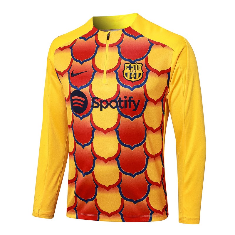 24/25 Barcelona Red Yellow Long-sleeved half-pull training kit Football team kit