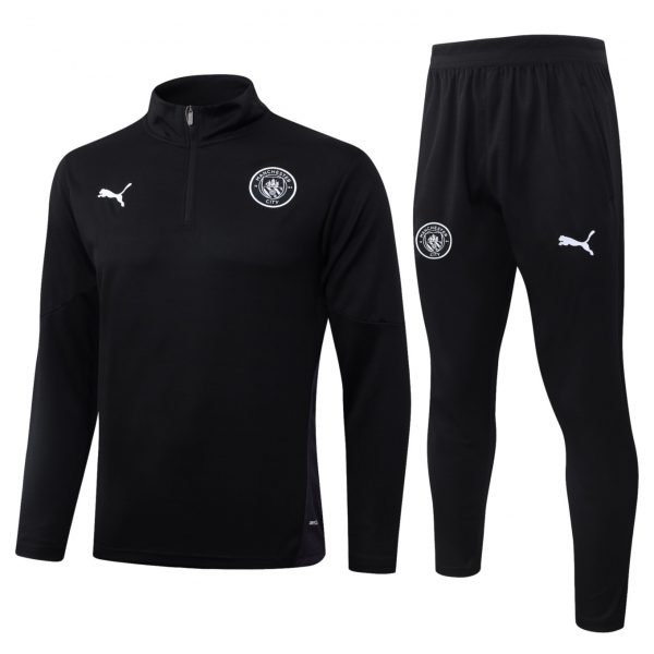 202526 Manchester City Black Long-sleeved half-pull training kit Football team kit