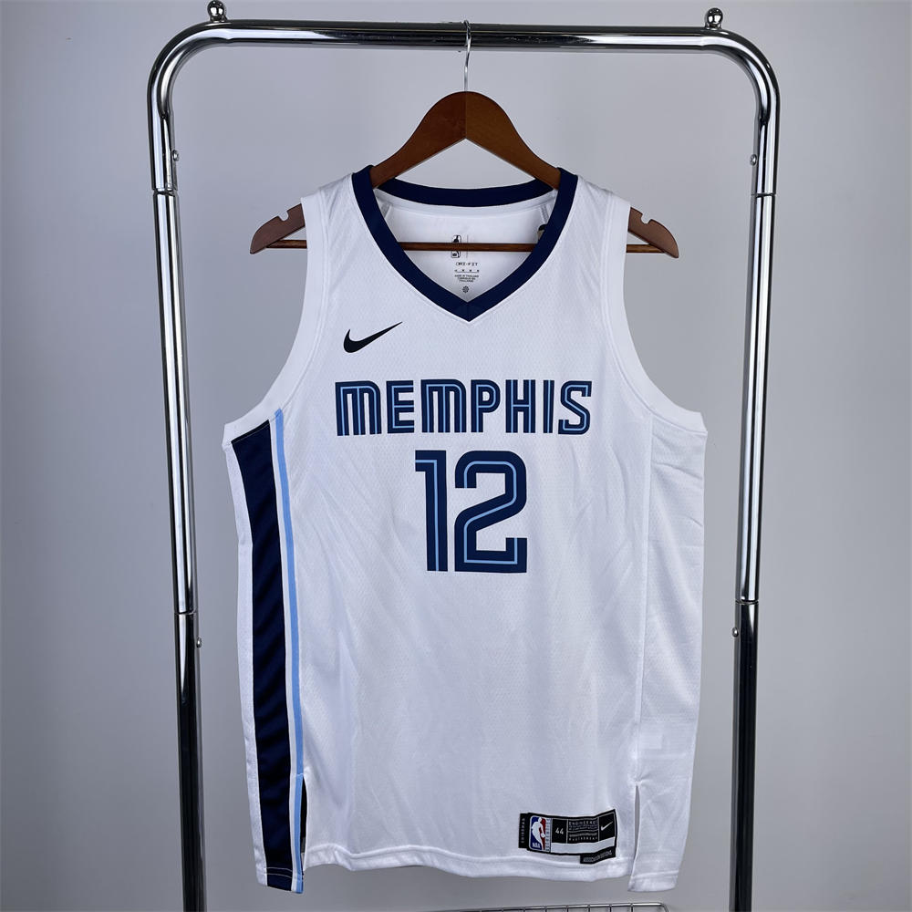 NBA Memphis Grizzies V-Neck White Jersey MORANT#12 S-XXL