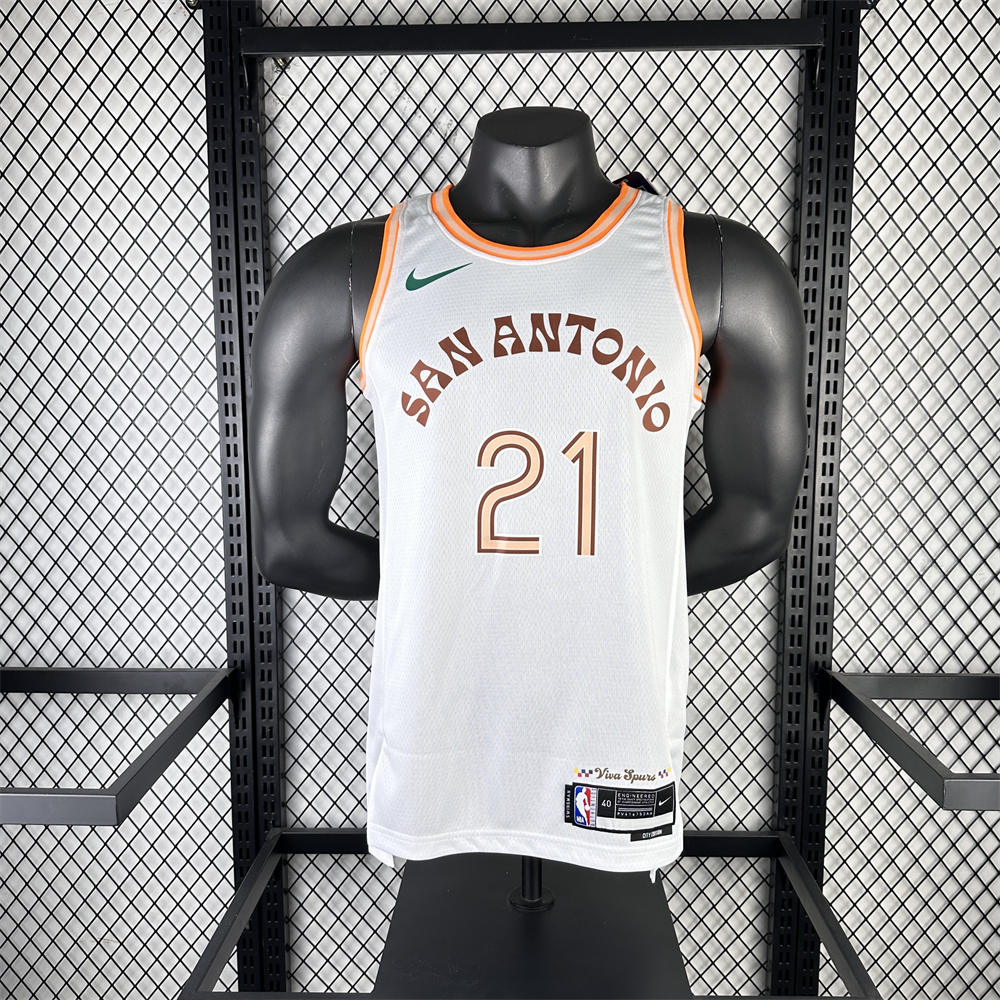 NBA San Antonio Spurs DUNCAN#21 2024 White City Edition Swingman Jersey S-XXL