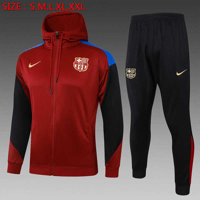 2024/25 Barcelona Red Hoodie Jacket Kit Set Football Team Shirt Sports Fashion