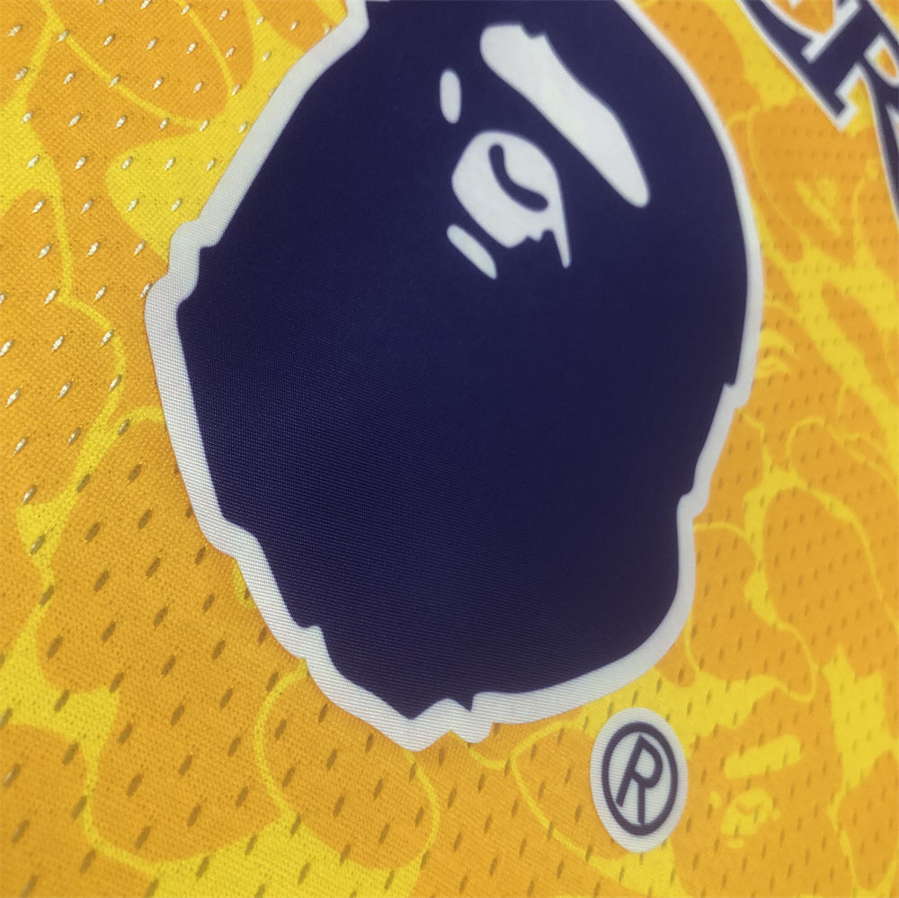 NBA Los Angeles Lakers BAPE×M&N BAPE#93 Gold Hardwood Classics Swingman Jersey S-XXL