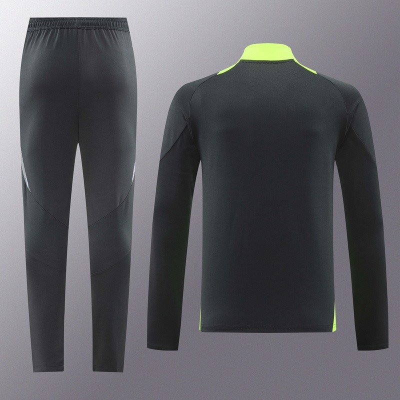2024 Adidas dark grey Long-sleeved half-pull training kit Football team kit