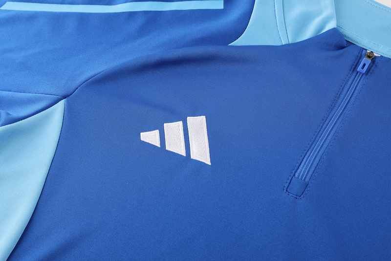 2024 Adidas Blue Long-sleeved half-pull training kit Football team kit