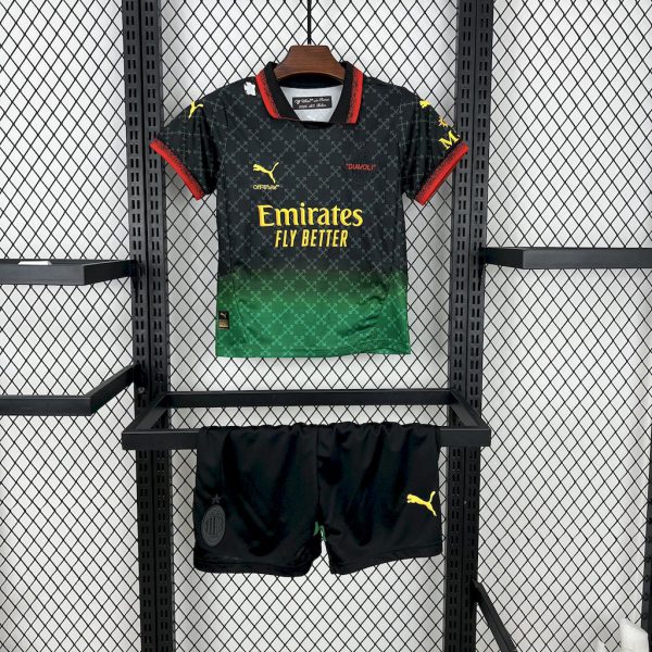 2025/26 AC Milan Co-Branded Black Edition jersey Kid Kits Size 16-28