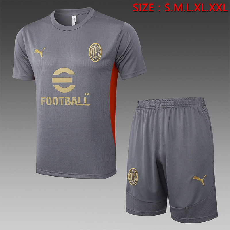 24/25 AC Milan Grey Training Set Shirt and Shorts